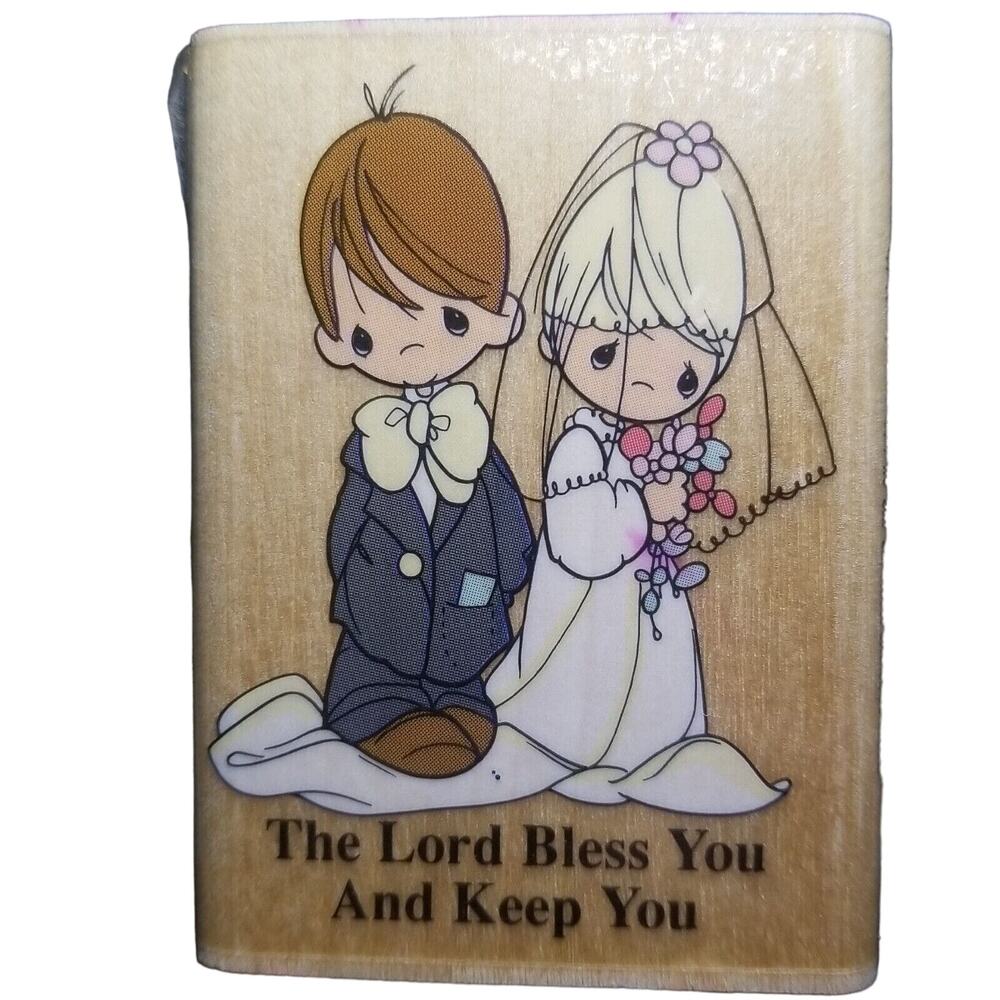 Vintage Precious Moments #5543 Wedding Wood Mounted Rubber Stamp 1993